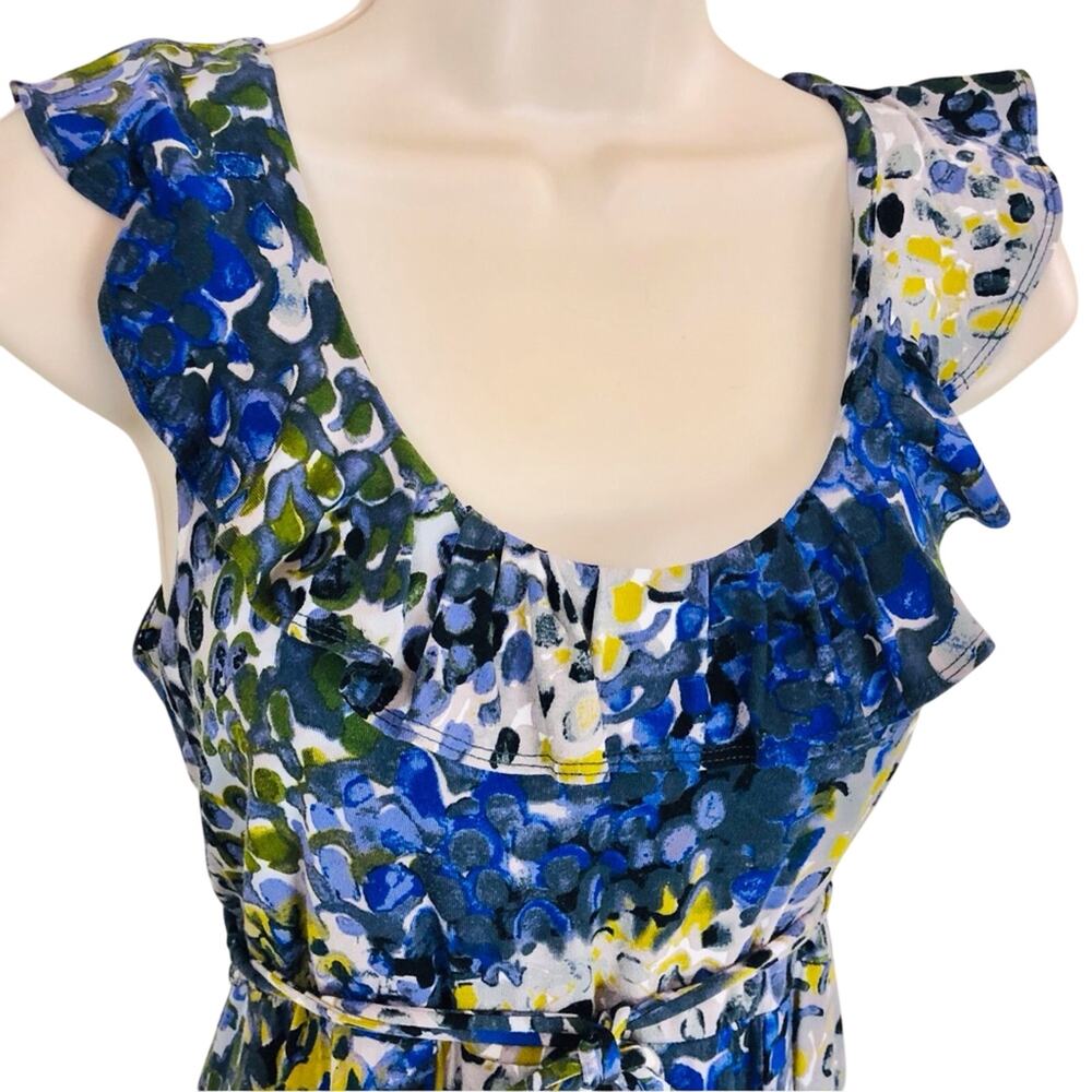 New York & Company Blue Green Fit & Flare Dress Figure Flattering Stretch Knit - Picture 4 of 16